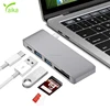 YaikaType-C USB3.0 5 in 1 Combo Hub for Mac,Aluminum Multi-Port Adapter with USB-C Charging 2 USB 3.0 Ports,SD/Micro Card Reader