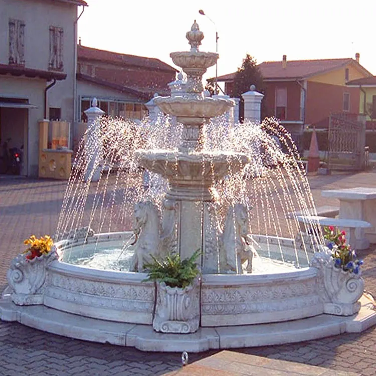 Outdoor Decoration Garden Nature Stone Water Fountain With Horse