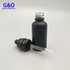 super child tamperproof cap 30ml frosted black glass dropper bottle 1oz matte black beard oil containers