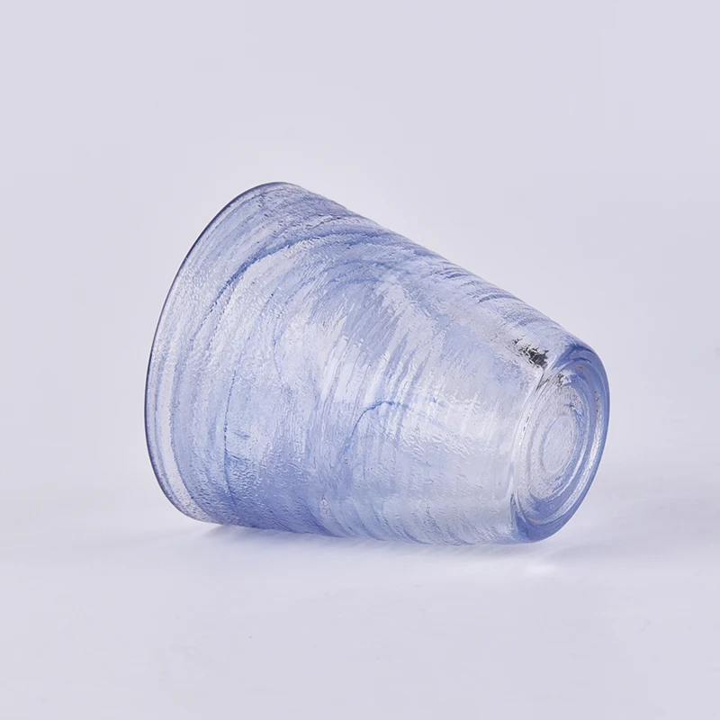 Wholesales silked blue matte glass candle holders home decoration