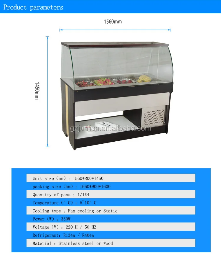 Restaurant Salad Bar Equipment Apartment Refrigerator Cooler Buffet