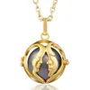 Mom and Baby Harmony Cage Ball Pendant 18K Gold Chain Music Box Mexican Bola Necklace
