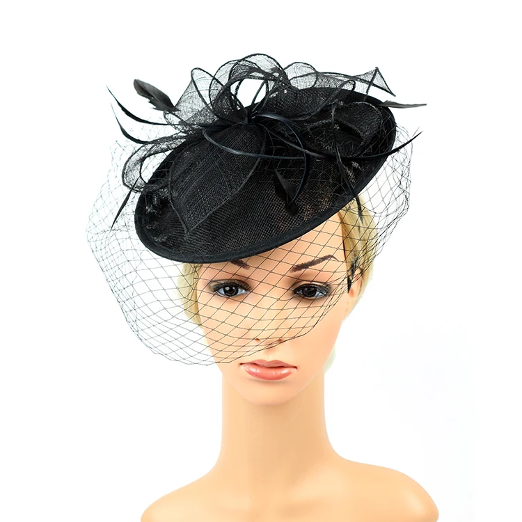 Ealafee Feather Fascinator Hats for Women Tea Party Wedding Headpieces Veil Hats