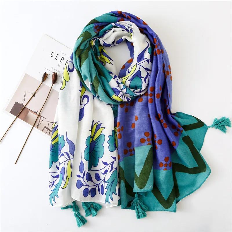 New Design Women Scarf Solid Cotton Printed Scarves With Tassel - Buy 