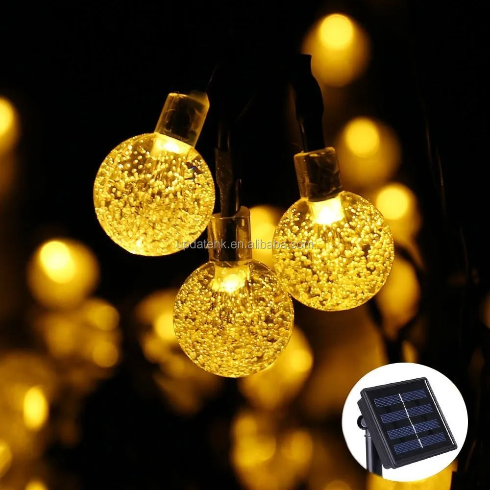 Solarkugel String 30 Led Weiss Kristallkugel Terrasse Lichter Fur