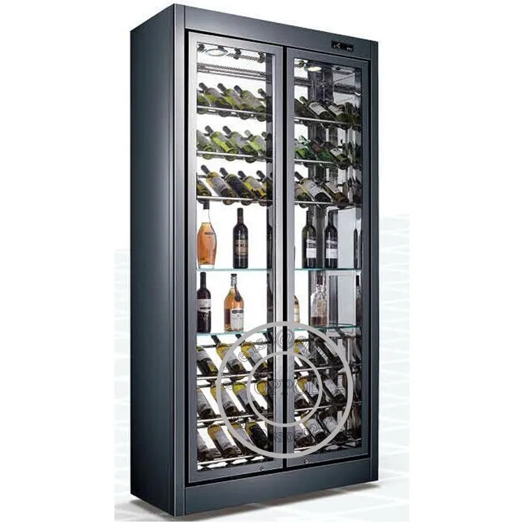 Wholesale Display Fridge Electric Wine Cooler With Black Glass Door