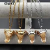 WT-N965 Wholesale the latest fashion special design Natural Resin Elephant Animal Necklace Gold Electroplated Chain Cool unique