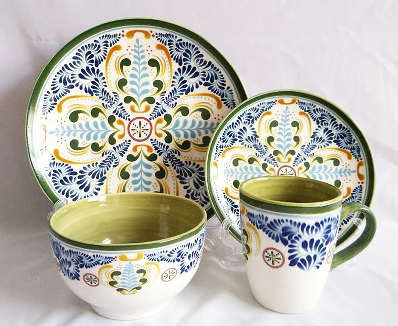 Chinese Supplier Coloured Houseware Classic Handpainted 16pcs Modern
