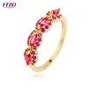 copper 18k gold plated ruby gemstone cluster ring