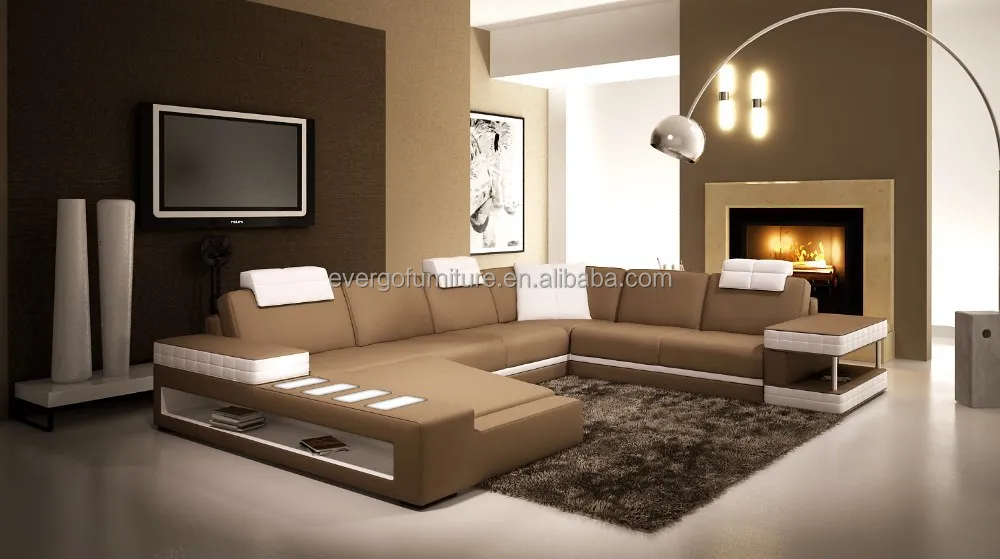Hoek woonkamer sofa bank in de woonkamer met led licht woonkamer ... Banken woonkamer couch