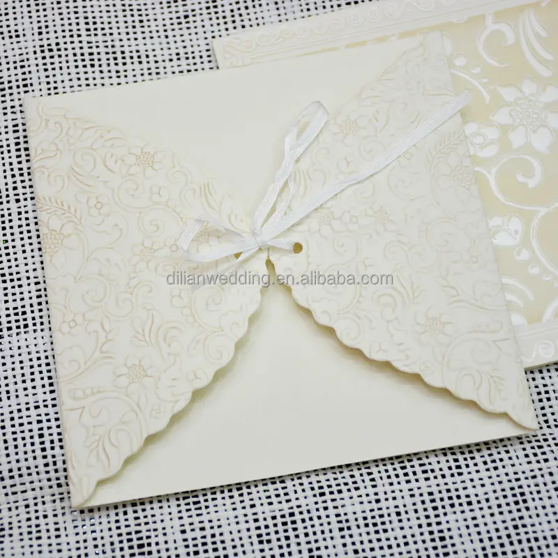 Embossed Wedding Invitation Card Design Ideas Invitation Card White Color Bride And Groom Flower Embossed Wedding Invitations