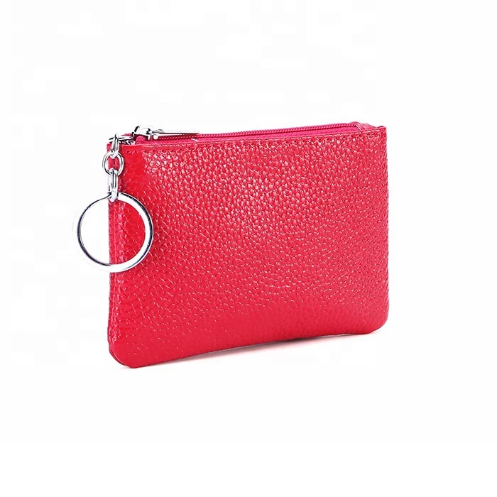 Fashion Modelling Zippered Cowhide Leather Key Wallet Mini Ladies Coin Key Pouch.jpg