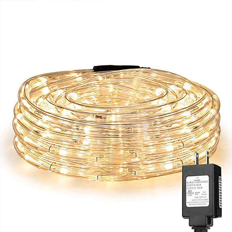 Low Voltage 33 FT 240 LED Rope Lights Waterproof Connectable Clear Tube Indoor Outdoor Light