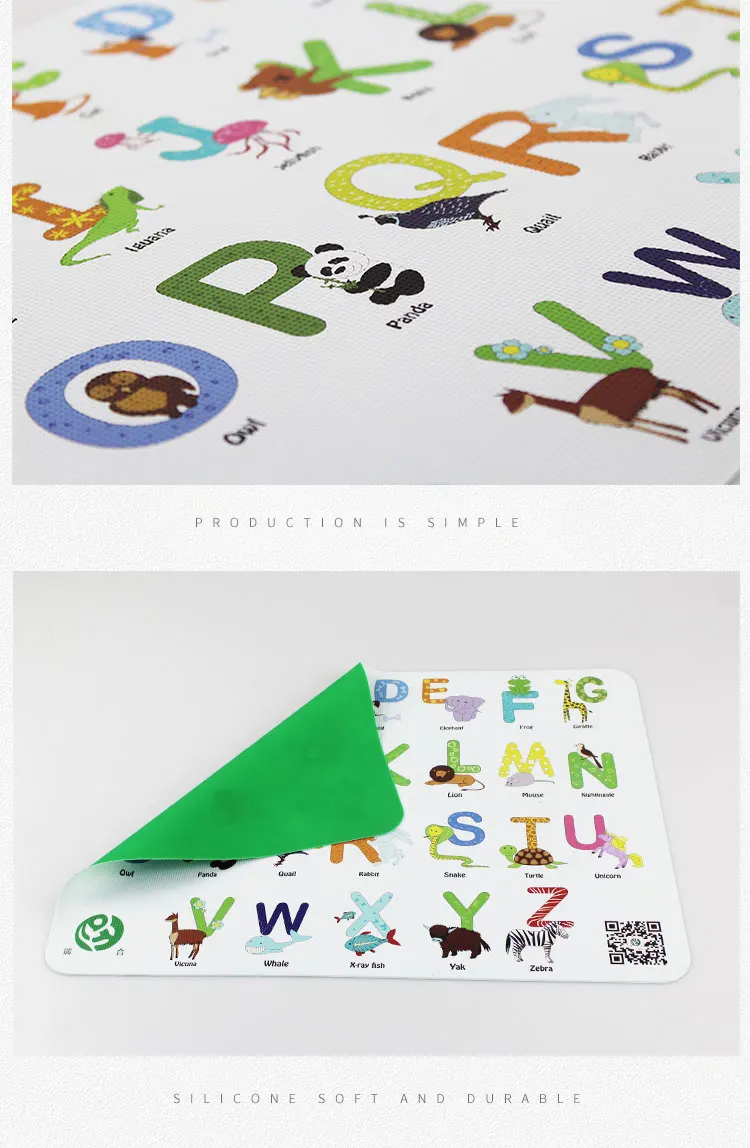 Customize Printing Silicone Kids Alphabet Placemats Educational