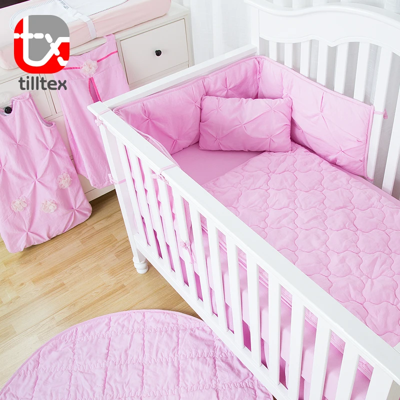 Twisting Style 100 Cotton Pink Cheap Baby Girl Cot Bedding Sets Buy