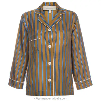 Vrouwen Pyjama Streep Zijden Buy Shirt Mosterd Overhemden tQrsCdxh