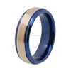 Blue and rose gold plating brushed finished beveled edges tungsten carbide wedding bands