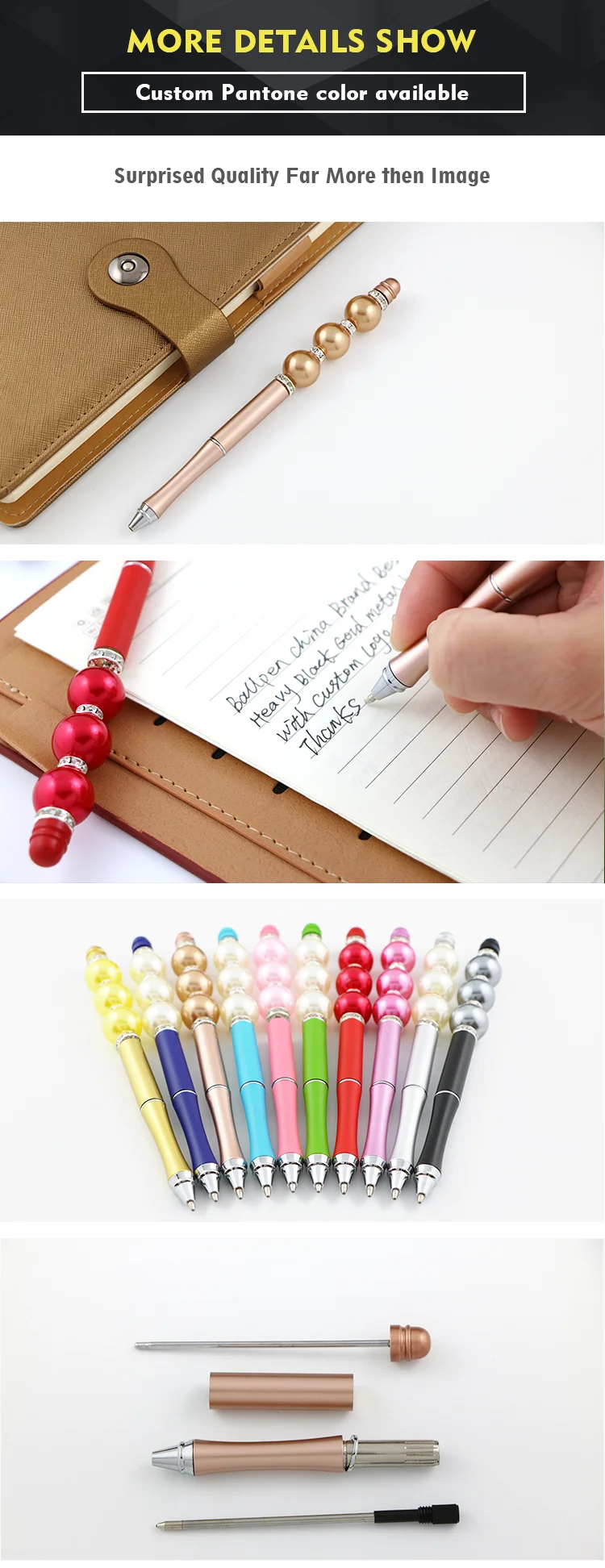 12 Colors Beadable Metal Pen Blank Fit Beads 1.75 Mm Or Large Hole Add Beads Pen Copper Metal