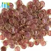 Gold Plate Natural Small Coin Shape Agate Bead Double Bail Connector Jewelry Making Charms
