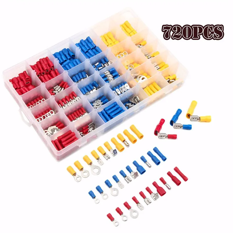 Wholesale 720pcs Assorted Crimp Male Female Spade Fork Terminals Set 