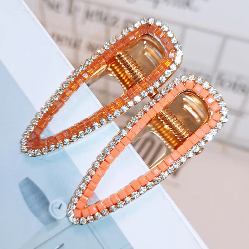 Wholesale Handmade Metal Korea Hair Clips For Women Colorful Diamond