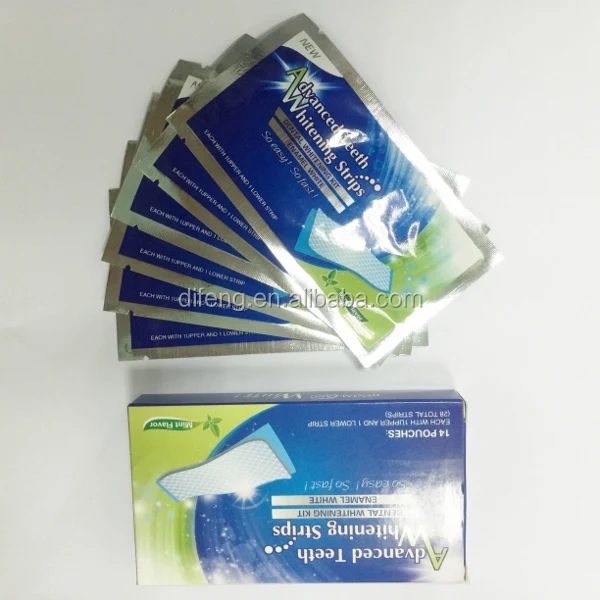 private label 6%HP teeth whitening strips double elastic gel for home use