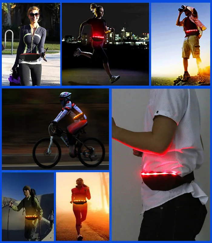 Sport Belt Fashion Reflective Led Waist Pack Elastic Led Light Waist