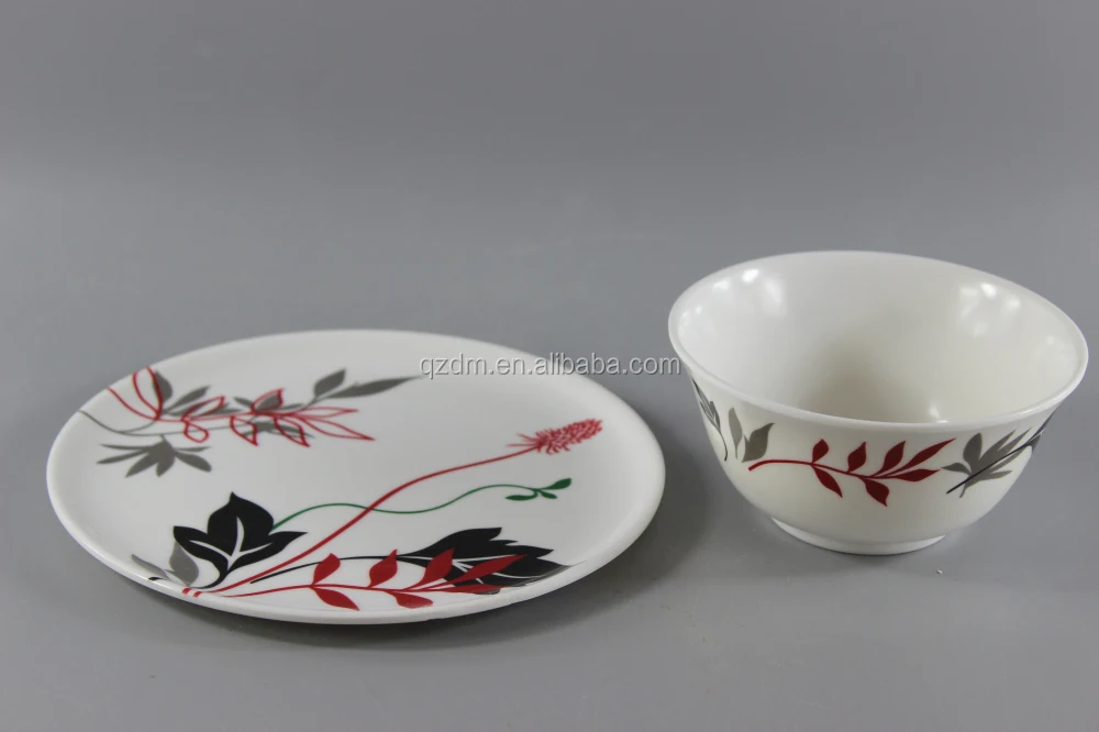 Flower Print Melamine Dinner Plate And Dinner Bowl For India Market