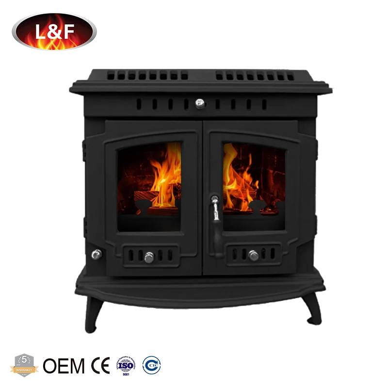 Antique Cast Iron Double Door Stoves Indoor Wood Burning Heating