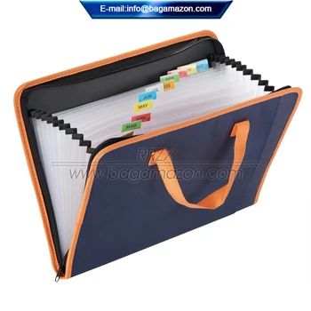 Custom Logo Expanding File Folder Office Doent Bag Organizer Business Storage With Zipper Closure