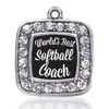 Alloy Metal Eco friendly Square Shape Sticker World's Best Volleyball Softball Tennis Track Special Teacher Charms For Gift DIY