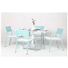 China designed waterproof furniture all metal dining set wholesale powder coating blue table and chairs