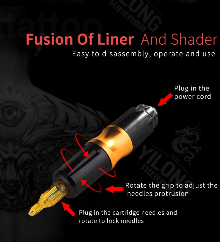 YILONG Kingkong Pen Machine Imported Motor Rotary  Space Aluminum Professional Tattoo Gun For Tattooing
