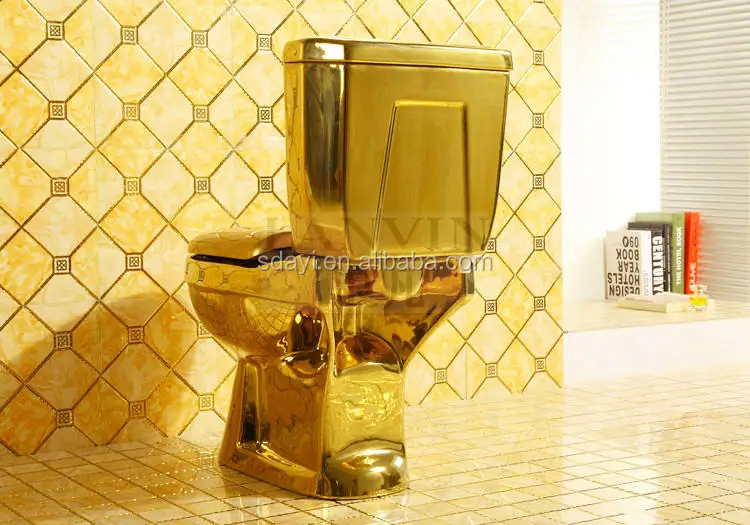 Golden Ceramic Color Wc Toilet Bowl Bathroom Two Piece Gold Toilet