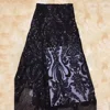 Beautifical Wholesale african net lace fabric wedding lace with sequins black french lace ML1N756
