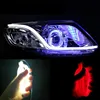 Dual colors car auto flexible tear eye led strip drl flowing light tube 45cm 60cm 85cm turn light daytime running light