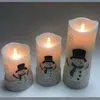 Moving Wick Flameless LED Candle Snow Man Paraffin Wax Candle