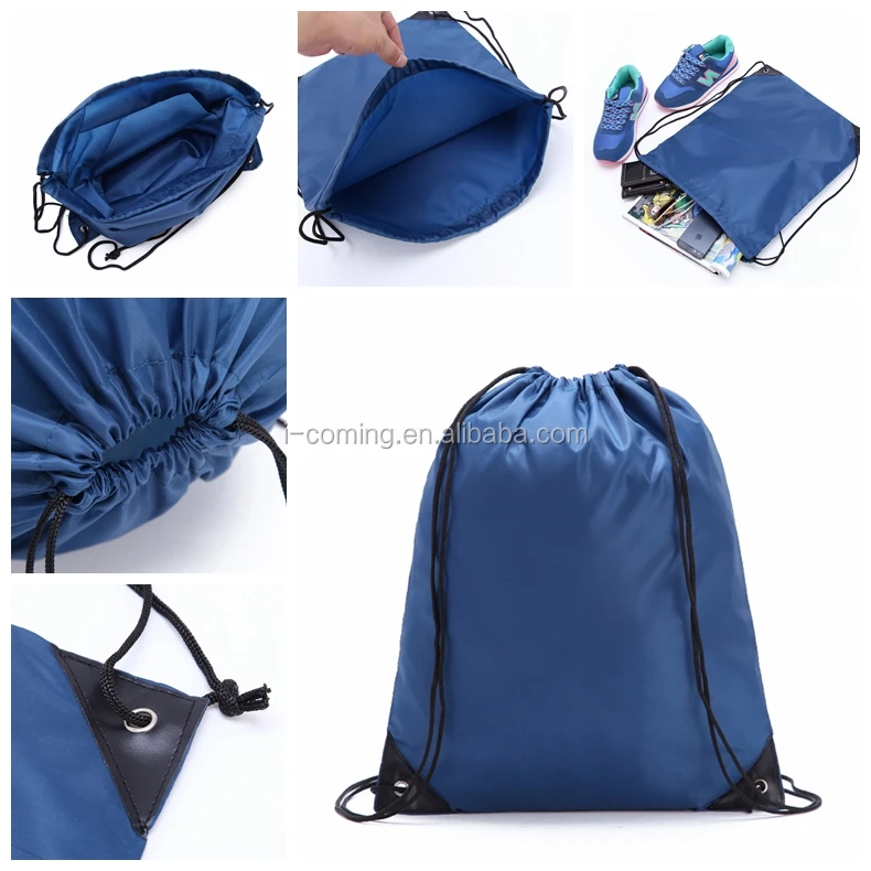 blue drawstring bag