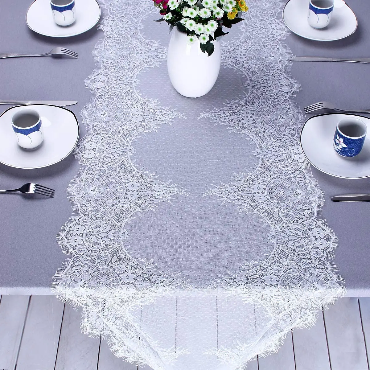 Buy Table Runner Grey And White Table Runner Gray And White