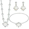 Customized Diamond Silver Flower Pearl Statement Bijoux Jewelry Set