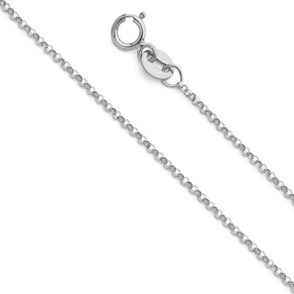 Ioka 14K Yellow OR White Solid Gold 2.1mm Classic Rolo Cable Chain Necklace with Lobster Clasp