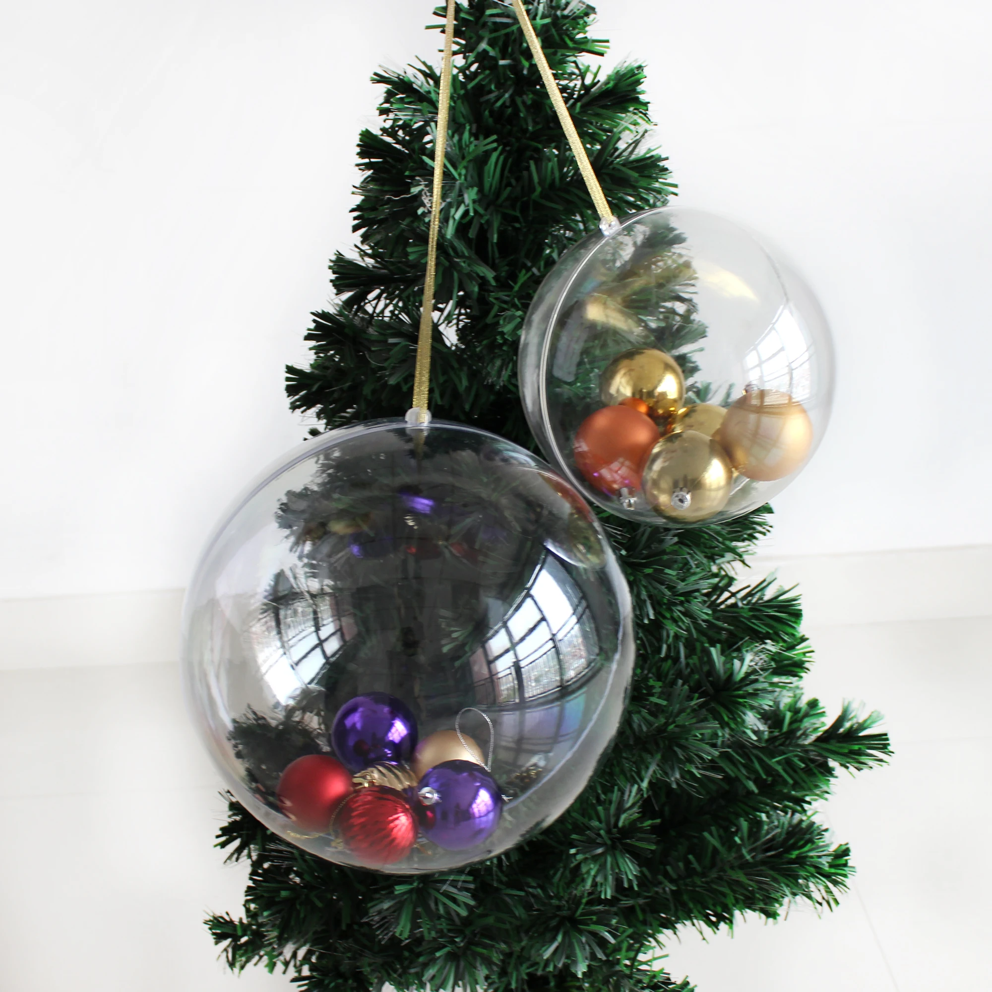 200mm Clear Plastic Ball Christmas Ornaments Hanging Transparent Balls