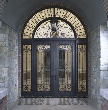 Wrought Iron Double Door With Transom Sidelights Luxury Entry Doors Front Product Wrought Iron Double Door With Transom Sidelights Luxury Entry Doors Front Product