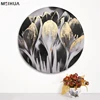 New Style cheap round shape round canvas art wall decor flower foil painting artist