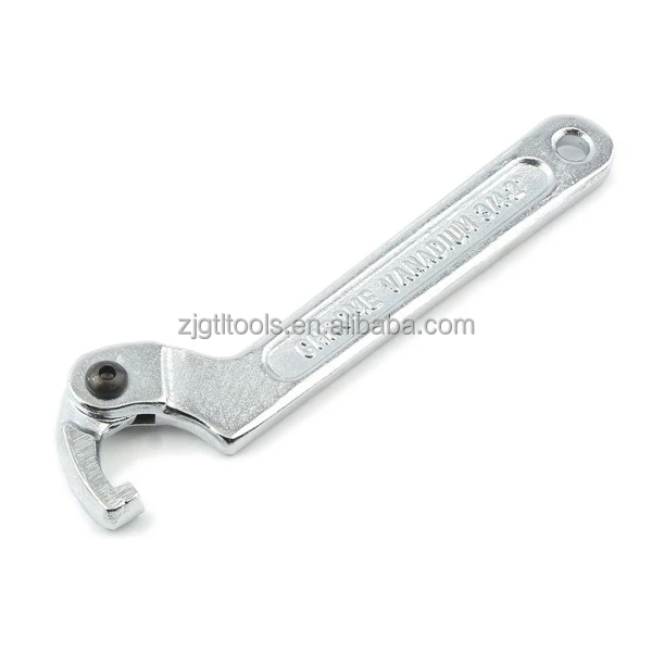 Heavy Duty Chrome Adjustable Hook Wrench C Spanner Tools 32-76mm Round Head 