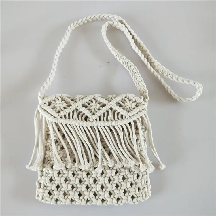Ladies Kids Macrame Crochet Shoulder Bag Handmade Cotton Rope Braid