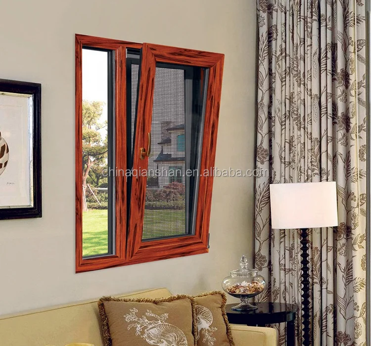China factory price Customized Aluminium Tilt Turn double glazed Window With Manual Blinds for apartment