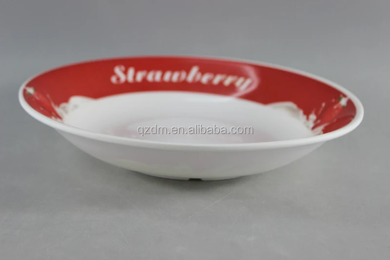 9inch Melamine Suop Plate Plastic Deep Plate Strawberry Print
