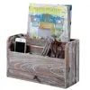 Torched Wood Desktop Office Supplies Organizer Document Holder Rack