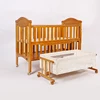 Multifunctional Painting New Zealand Pine Made Solid Wood Canopy Bed Baby Furniture Baby Sleigh Cot With Singal Cradle